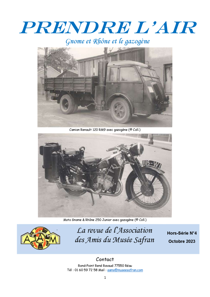 AAMS Motos Gnome et Rhone GR gazogène HS n°4 octobre 2023
